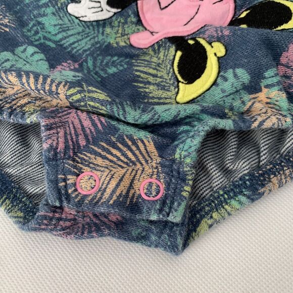 Disney Baby Romper Girls 9-12 Months Minnie Mouse Tropical Leaves Birds Blue - Picture 4 of 10